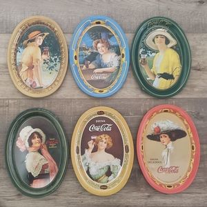 Lot of 6 Vintage Coca-cola Tip-tray Reproductions